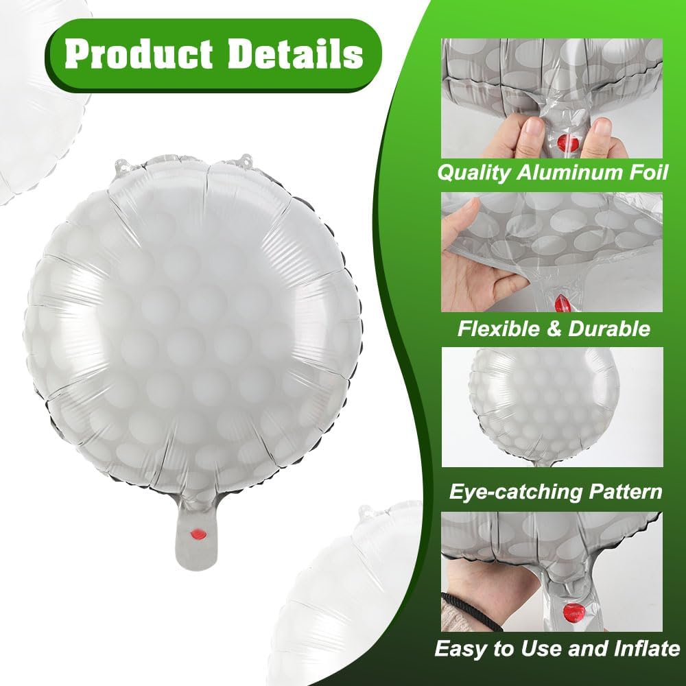 10 PCS Golf Balloons 2 PCS Golf Club 18 Inch Party Decorations Supplies Birthday Party Themed Decor for Boys Giant Large Sports Ball Balloon Christmas Mylar Foil Helium Aluminum Balloon Gender Reveal