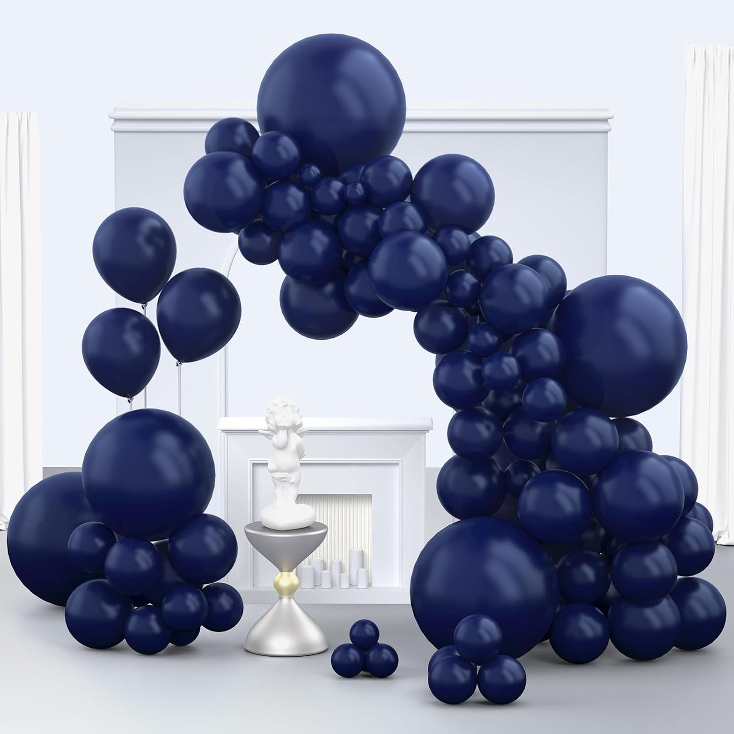Navy Blue Balloons, 150 pcs Different Sizes Pack of 18 Inch 12 Inch 10 Inch 5 Inch Pearl Dark Blue Balloons for Balloon Garland Balloon Arch as Birthday Party Wedding Decorations