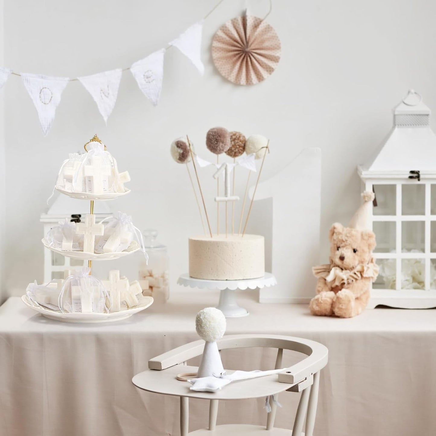 50 Pack Baptism Favors for Guests Cross Soap Baby Shower Scented Soap Favors with Greeting Cards Organza Bag Christening Communion Baptism Party Gift for Guests Party Gender Reveal