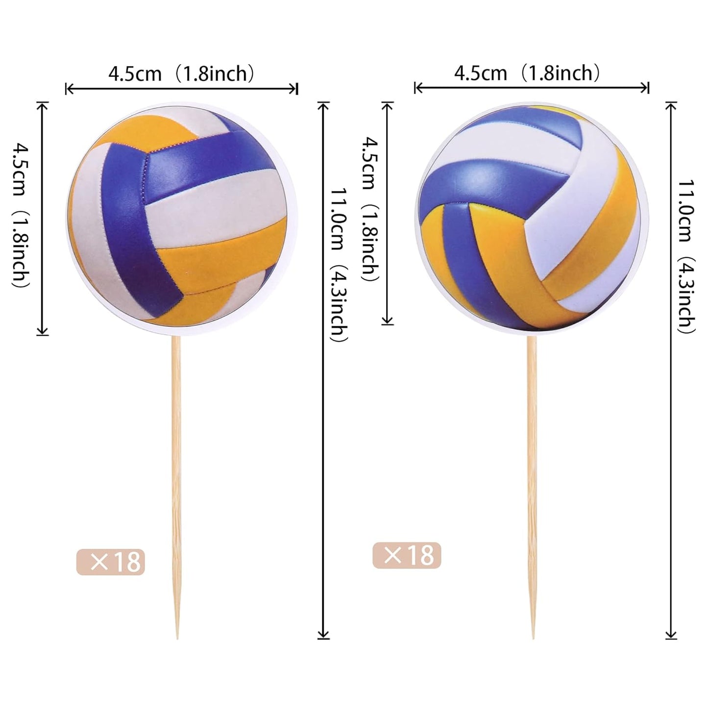 36 PCS Volleyball Cupcake Toppers Volleyball Game Player Sports Ball Cupcake Picks for Volleyball Theme Baby Shower Kids Birthday Party Cake Decorations Supplies