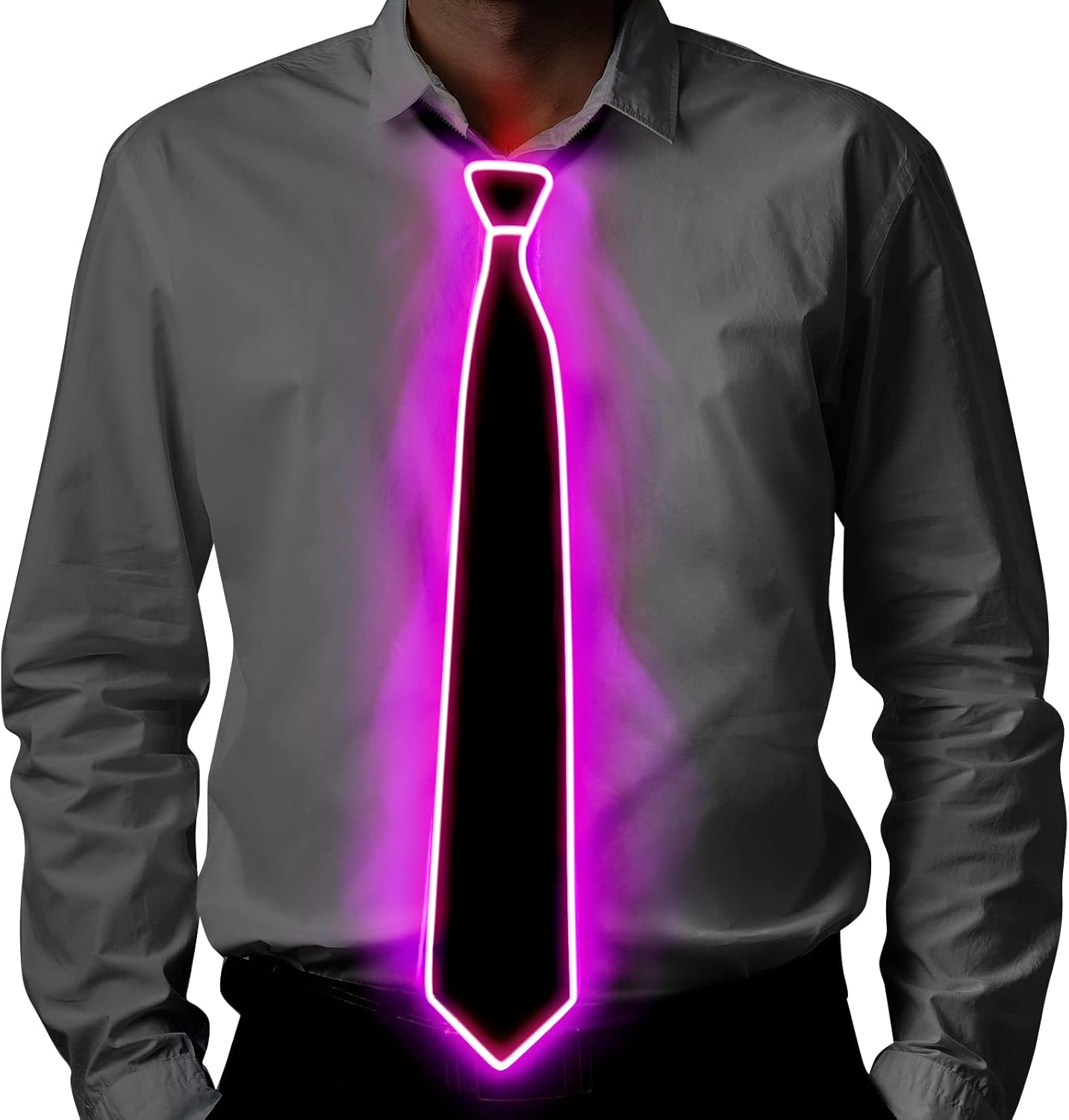 Ainiv Light Up Neckties Bowties Suspenders LED Party Supplies Glow in the Dark Adjustable for Women and Men Parties