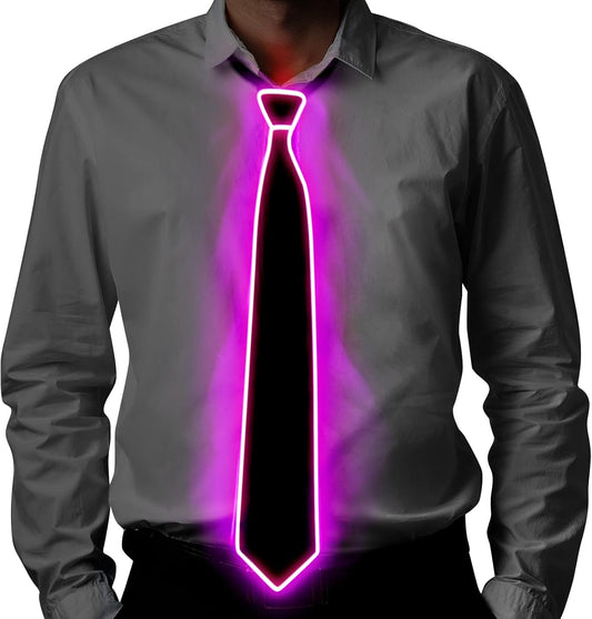 Ainiv Light Up Neckties Bowties Suspenders LED Party Supplies Glow in the Dark Adjustable for Women and Men Parties