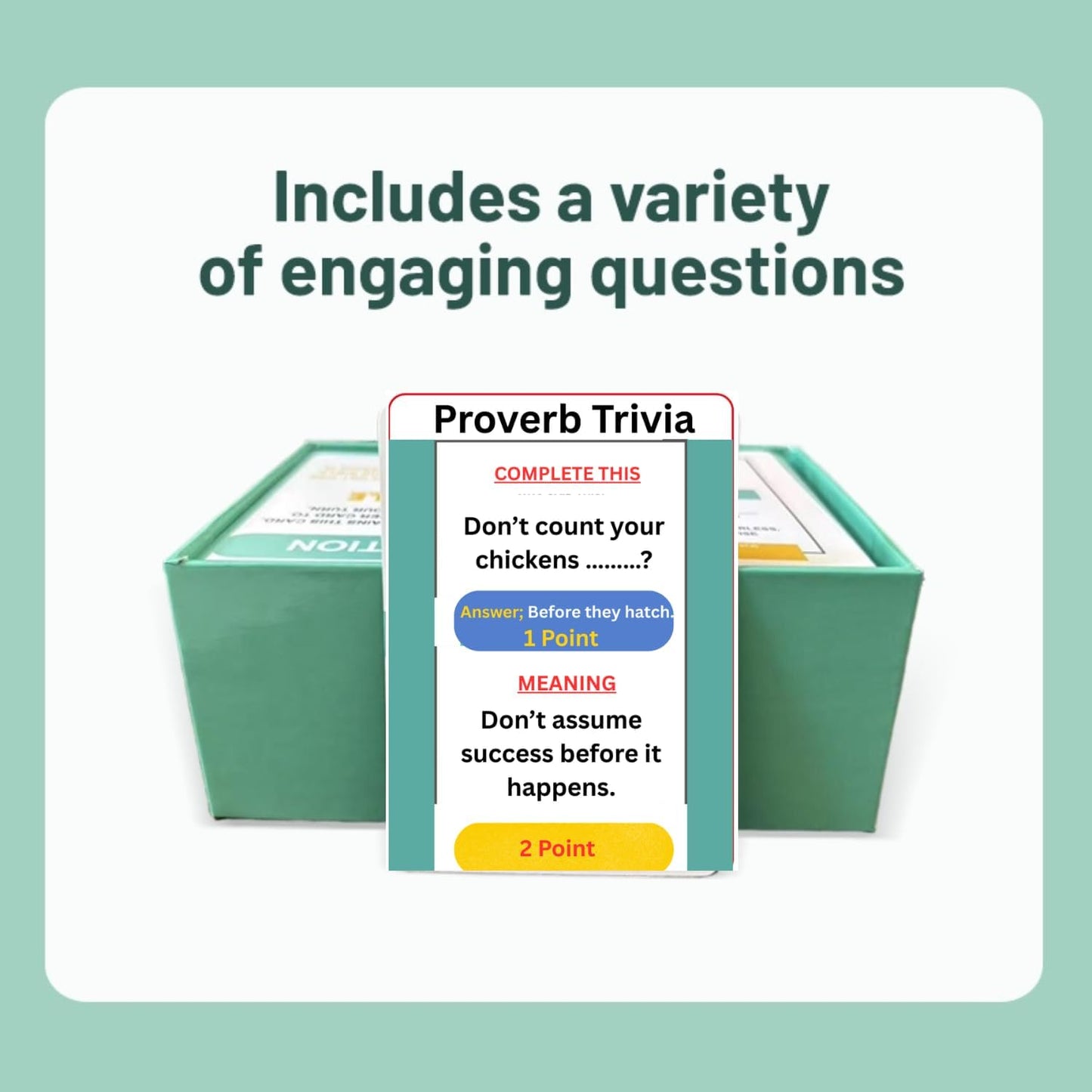 Proverbs Trivia Games, 300 Questions with Answers & Meanings | Fun Family Party Board Games, Team Game Night, Educational Trivia Card Game, Improves Wisdom