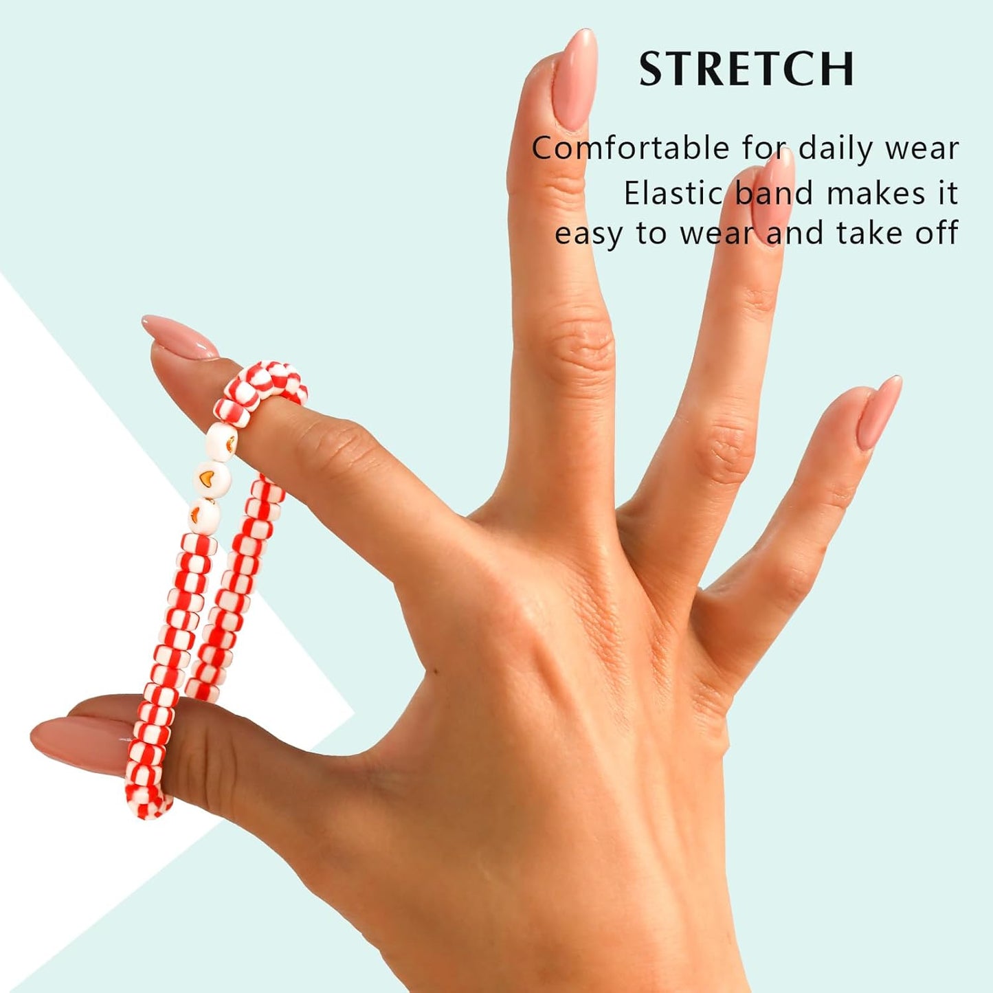 Friendship Bracelets Trendy Heishi Clay Bead Bracelets Stack Gold Beaded Stretch Bracelets for Women Boho Stackable Bracelets Bulk Cute Preppy Jewelry