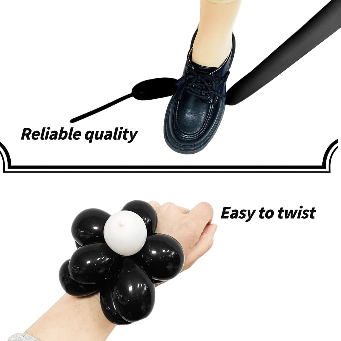 Black Long Balloons Premium 260 Twisting Balloons Animals Magic for Birthday Kids Wedding Party Supply 100pcs