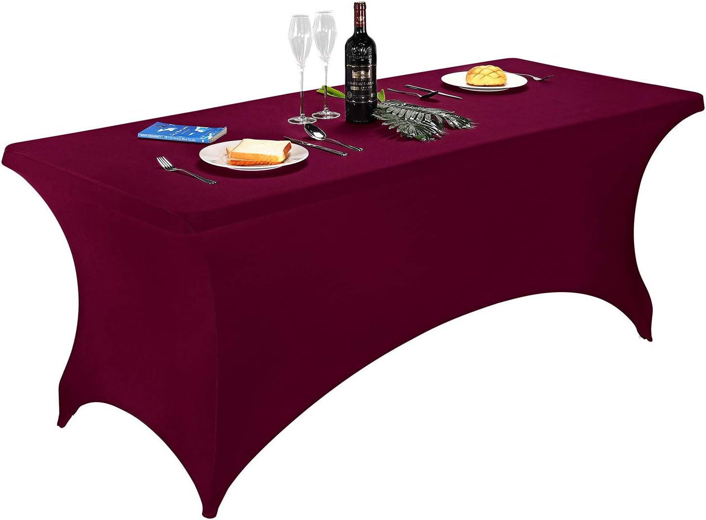LZY Spandex Fitted Stretch Table Cover for 6 ft or 4ft or 8ft Folding Table, Rectangular Cocktail Tablecloth, Perfect for Party or Banquet