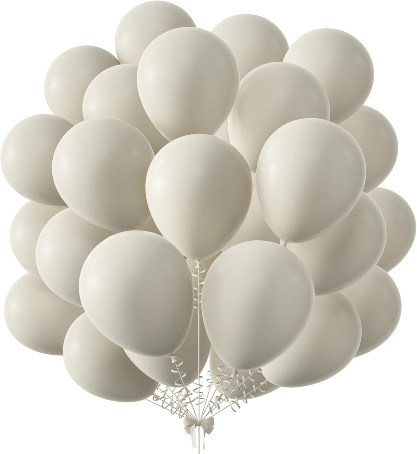 KALOR 12 Inch Retro White Sand Balloons, 50 Pcs Latex Helium Balloons for Kid's Birthday Party, Baby Shower, Wedding, Graduate Party Decorations