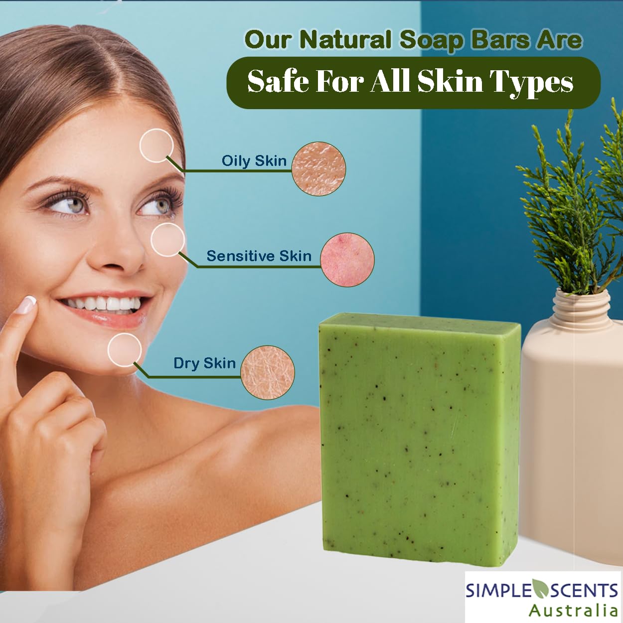 Simple Scents Australia Eucalyptus Scented Natural Soap Bars (12 Bars), 3.5oz Moisturizing French Triple Milled Soap Bars Enriched with Shea Butter - Pure Plant Oil Bath & Body Soaps