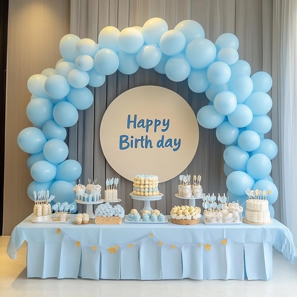 Light Blue Balloons 125 Pcs Different Sizes of 18 12 10 5 Inch Light Baby Pastel Sky Blue Balloon Arch Kit Garland for Birthday Baby Shower Gender Reveal Graduation Wedding Decoration