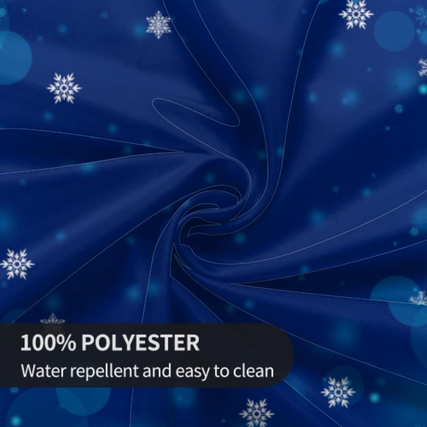 Giwawa Winter Snowflakes Round Tablecloth, Christmas Blue White Snow Table Cloth 60 Inch for Kitchen Dining Decor, Xmas Polyester Fabric Non-Slip Table Cover for Holiday New Year