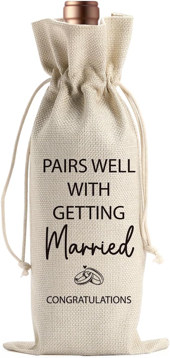 Engagement Wine Gift Bag Wedding Engaged Gifts for Newlyweds Couple Women Men Bridal Shower Gifts for Bride and Groom Pairs Well with Wedding Planning Getting Marride Wine Bags