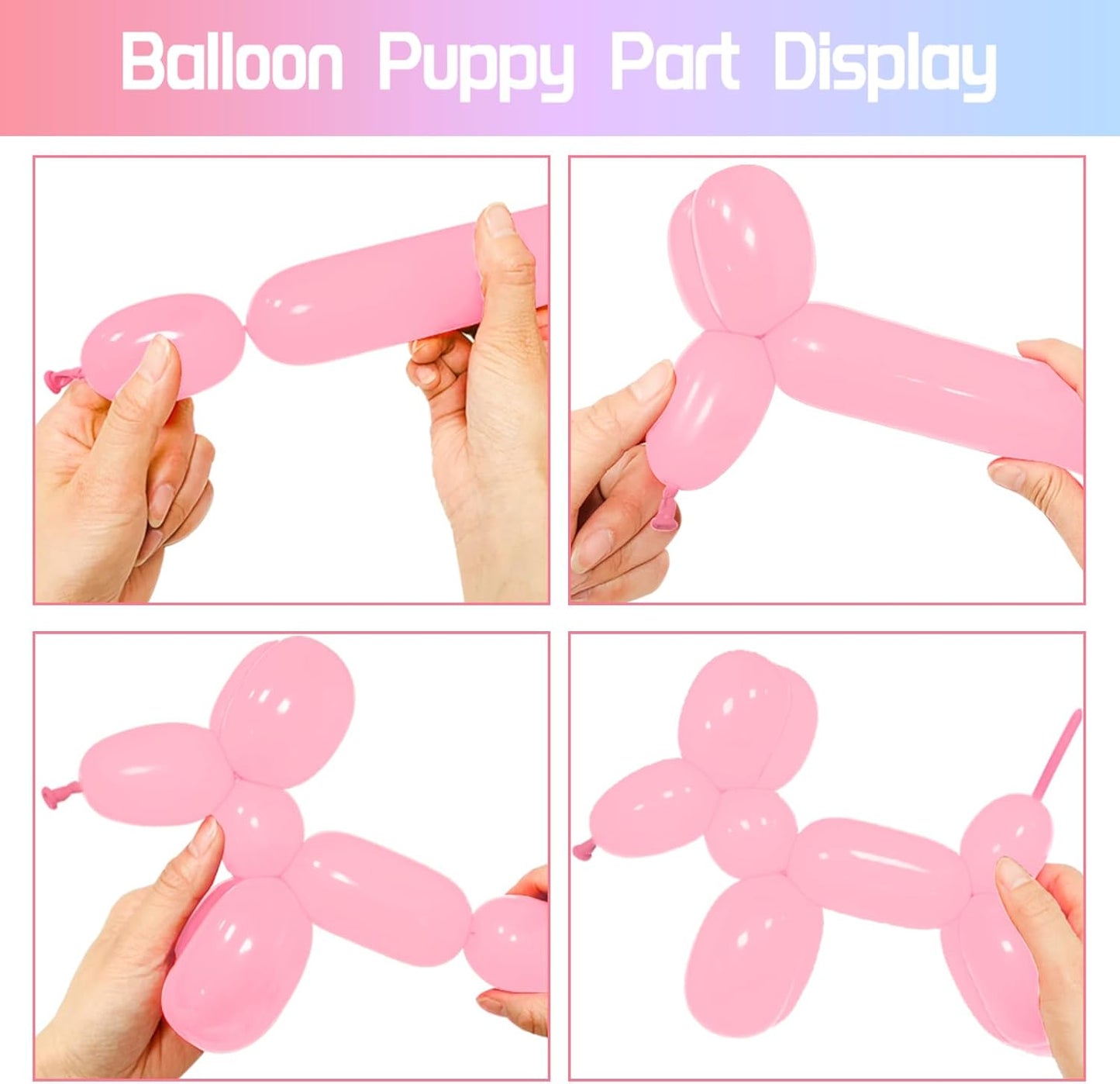 100Pcs Pastel Long Balloons forTying Balloon Arch, Assorted 260q Balloons Thickening Skinny Latex Twisting for Animals Shape modeling.