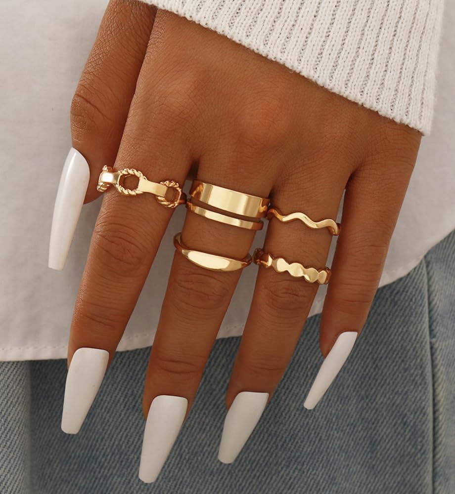 iF YOU 25 Pcs Gold Knuckle Ring Set for Women, Chunky Stackable Finger Midi Rings, Silver Simple Stacking Cute Rings Pack Trendy Stuff Jewelry Gift