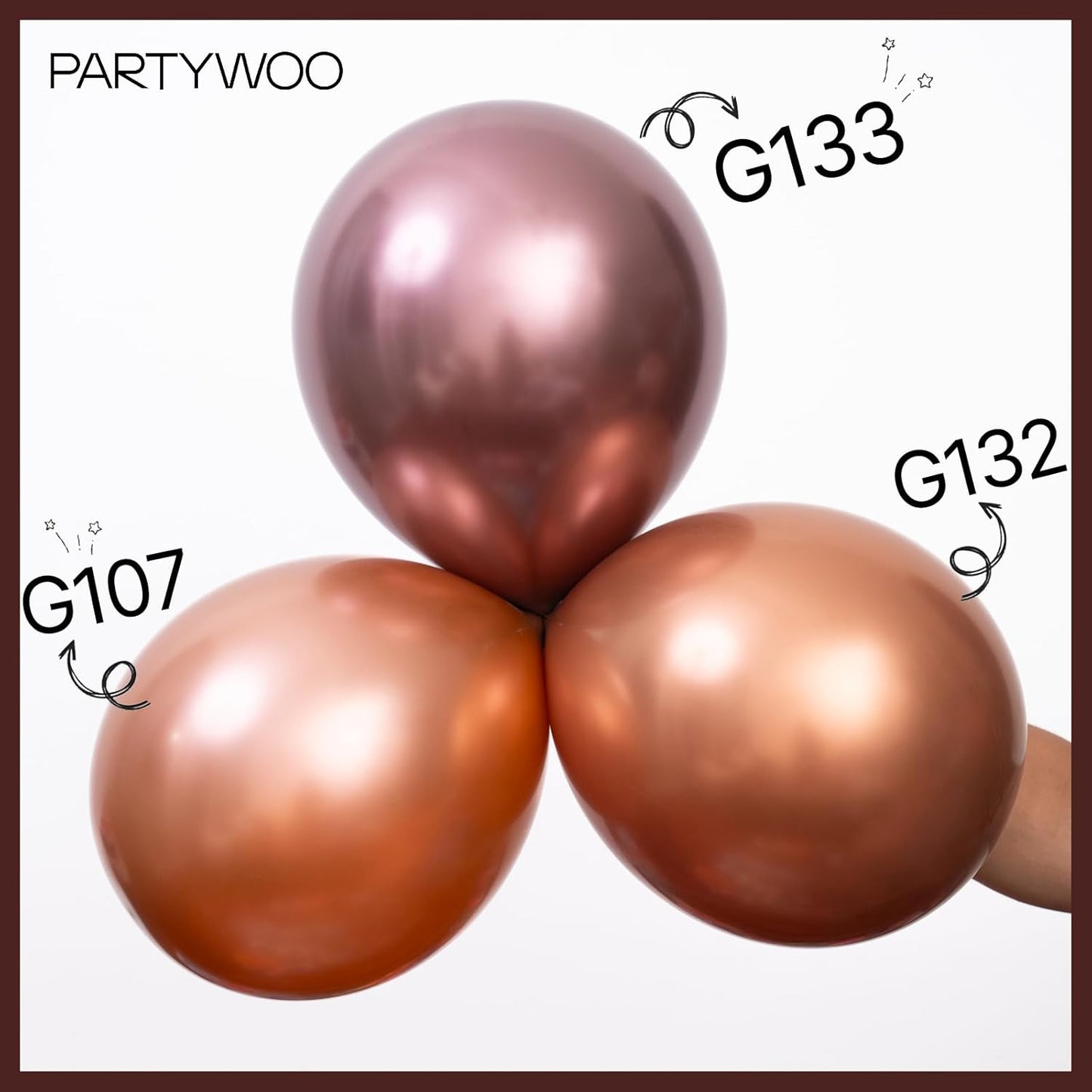 PartyWoo Metallic Brown Balloons 50 pcs 12 Inch Chrome Bronze Copper Latex Helium Balloons for Graduation Baby Shower Gender Reveal Wedding Anniversary Birthday Party Decorations Brown-G133
