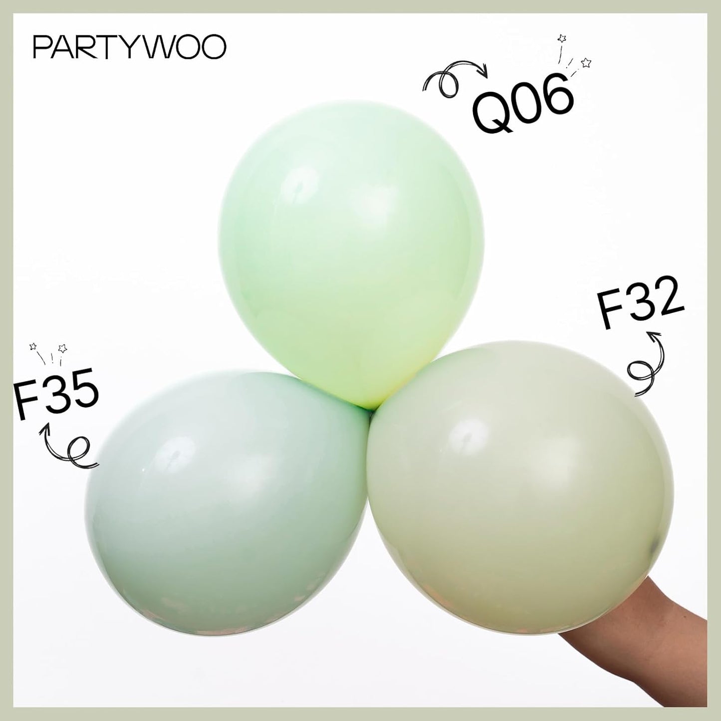 PartyWoo Sage Green Balloons 50pcs 12 Inch Boho Dusty Olive Green Latex Balloons for Birthday Baby Shower Graduation Engagement Wedding Dinosaur Jungle Golf Football Theme Party Decorations Green-F32