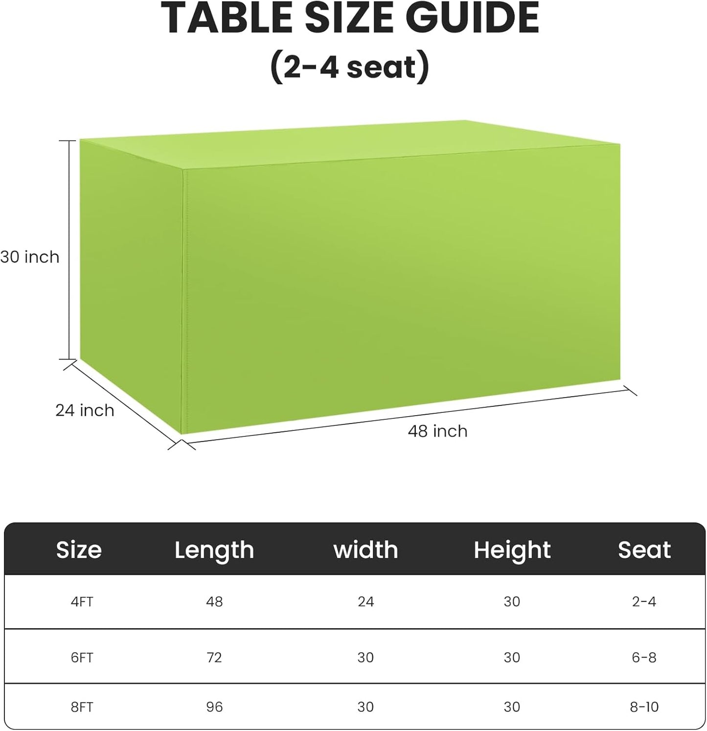 2 Pack Fitted Tablecloth for 4 Foot Rectangle 48 x 24 Inch Apple Green Table Covers Water Resistant Polyester Cloth for Folding, Parties,Display, Trade Show (Apple Green)