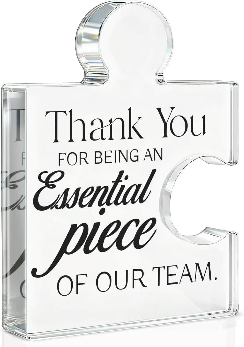 Team Appreciation Gifts for Employees, Thank You Gift for Coworkers, Best Teams Ever Gifts Thank You for Being an Essential Piece of Our Team Acrylic Puzzle Piece Plaque Office Decor
