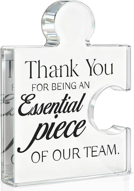 Team Appreciation Gifts for Employees, Thank You Gift for Coworkers, Best Teams Ever Gifts Thank You for Being an Essential Piece of Our Team Acrylic Puzzle Piece Plaque Office Decor