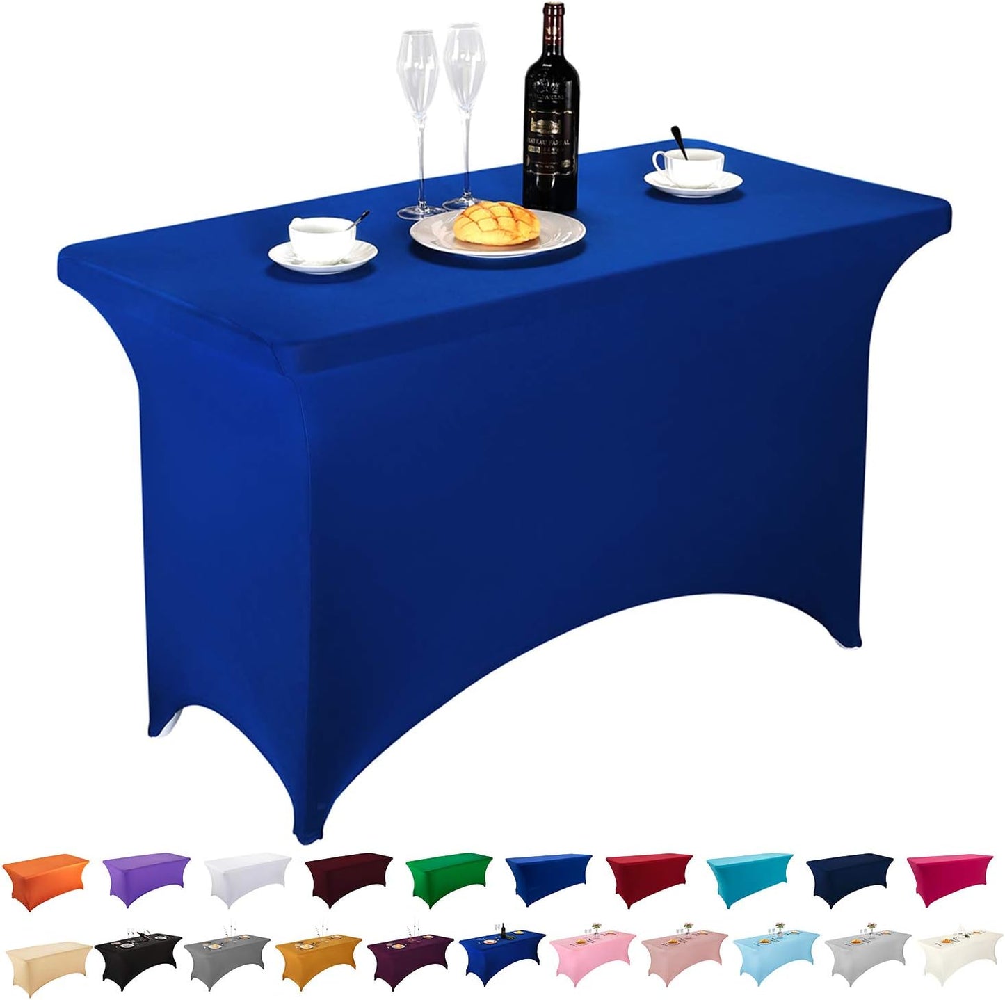 LZY Spandex Fitted Stretch Table Cover for 4ft or 6ft or 8ft Folding Table, Rectangular Cocktail Tablecloth, Perfect for Party or Banquet