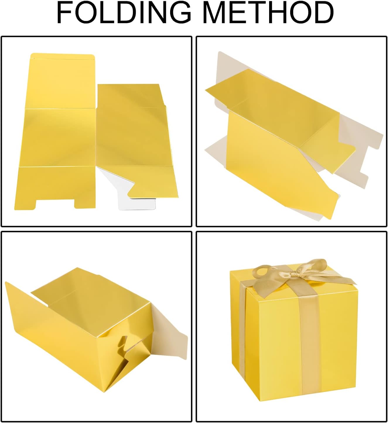 COTOPHER Small Gift Boxes 25 Pack 6x6x6 inches Gold Gift Boxes with Lids for Gifts, Crafting, Wedding Party Favor, Cupcake Boxes, Candy, Bridesmaids Proposal Box with Ribbons and Stickers