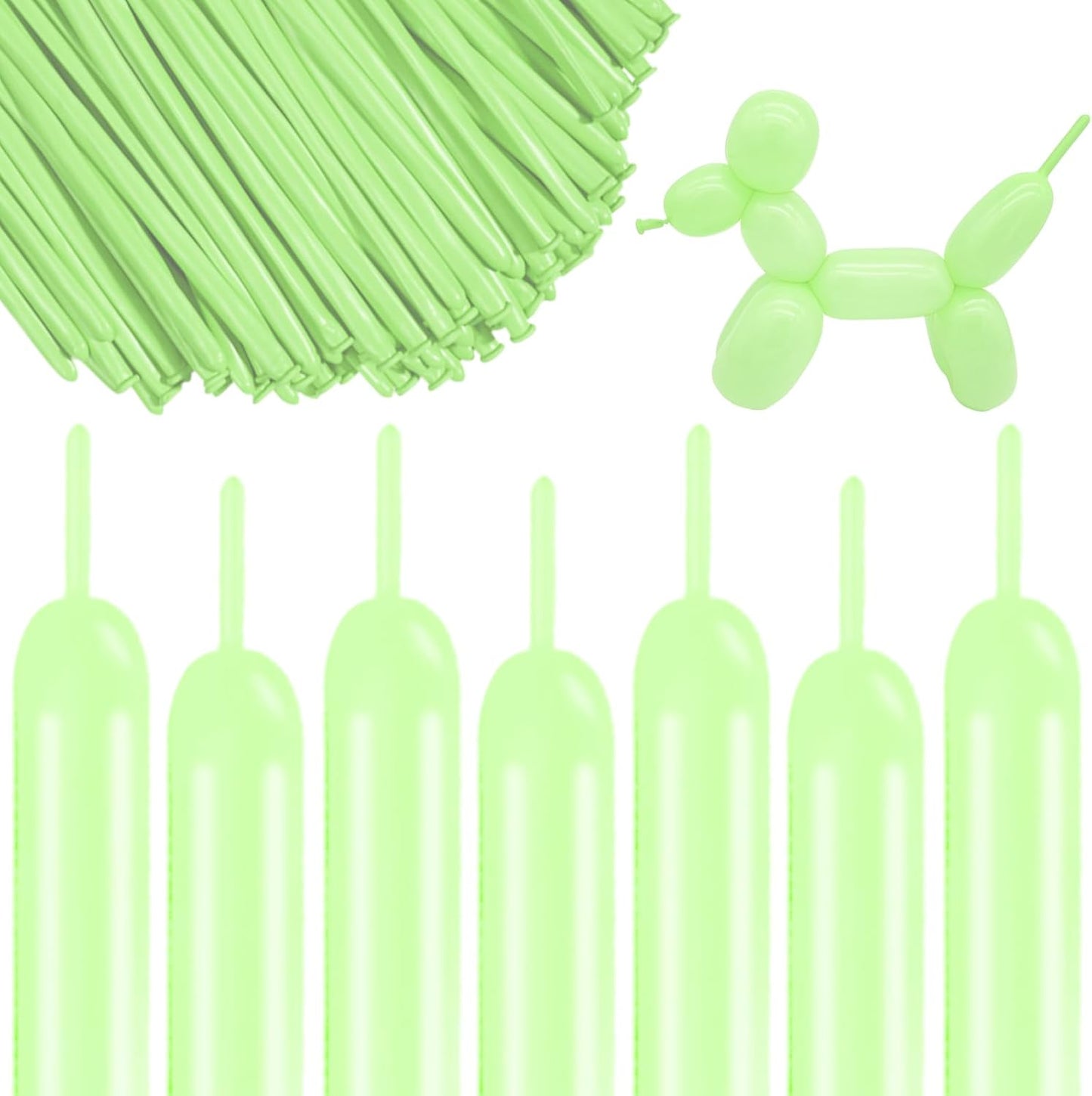 260 Long Balloons 100 Pack Pastel Green Twisting Animal Balloons Thickening Latex Modeling Long Magic Balloons for Animal Model Weddings Birthdays Festival Party Decorations