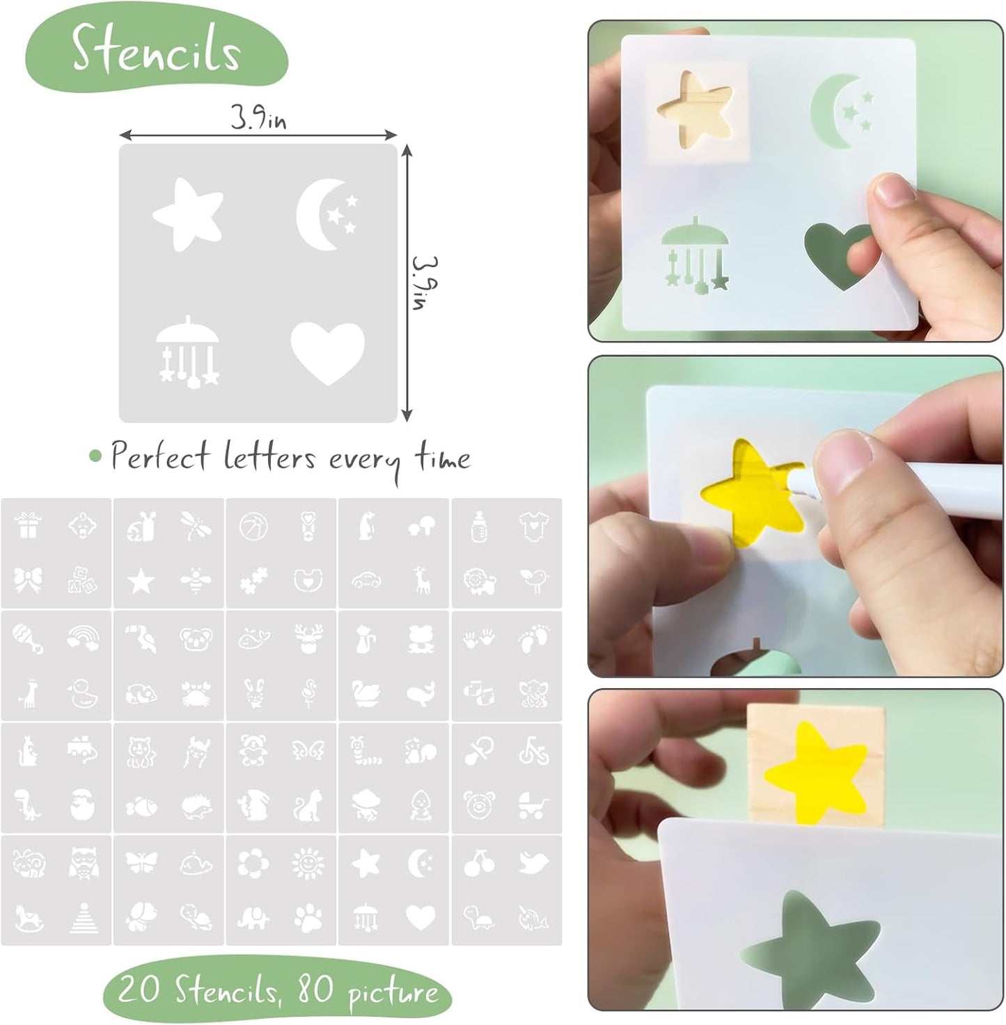 141 Pcs Baby Shower Game Sign Set Includes Decorative Square Signs 100 DIY Blank Wooden Blocks 20 Paint Markers(Flower)