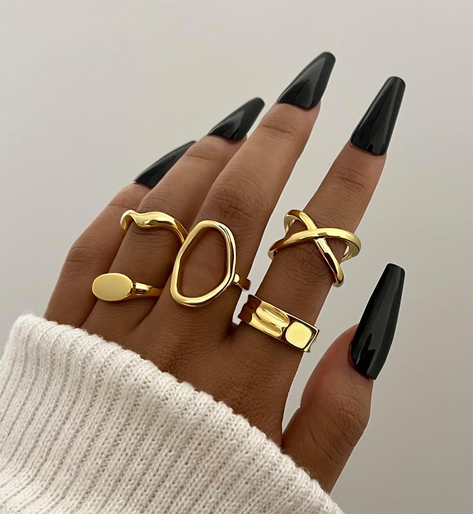 iF YOU 25 Pcs Gold Knuckle Ring Set for Women, Chunky Stackable Finger Midi Rings, Silver Simple Stacking Cute Rings Pack Trendy Stuff Jewelry Gift