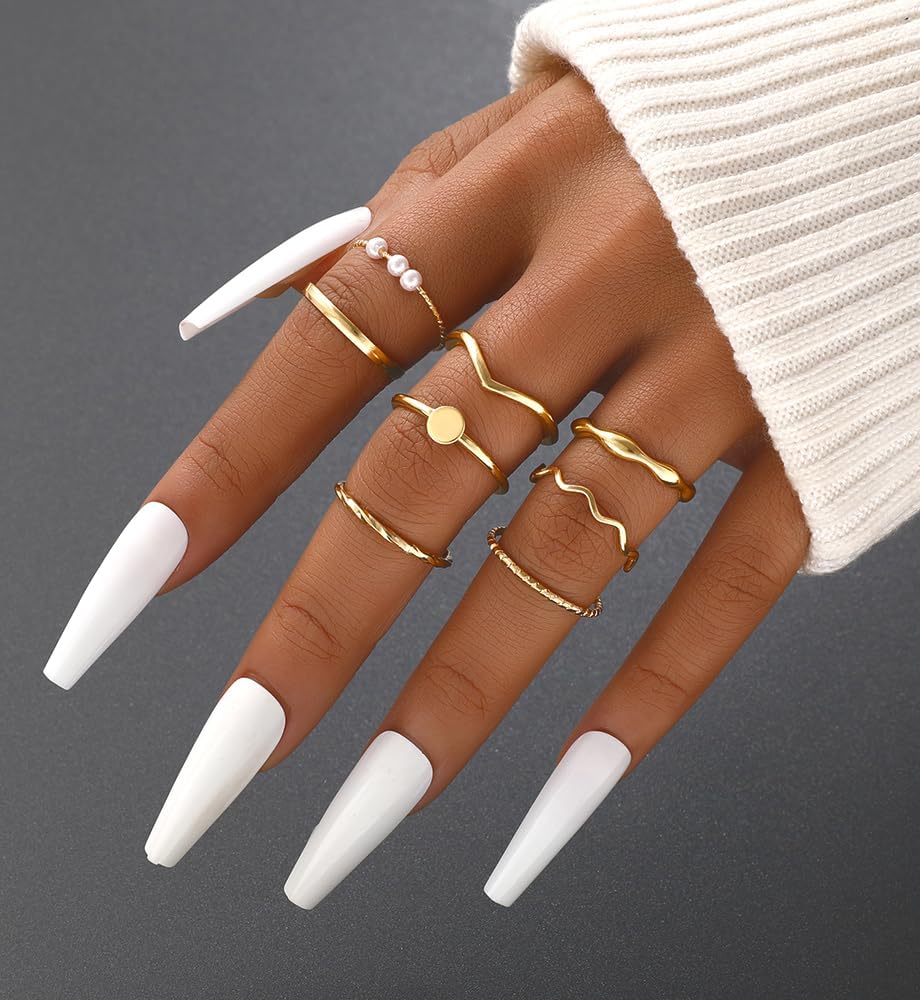 iF YOU 25 Pcs Gold Knuckle Ring Set for Women, Chunky Stackable Finger Midi Rings, Silver Simple Stacking Cute Rings Pack Trendy Stuff Jewelry Gift