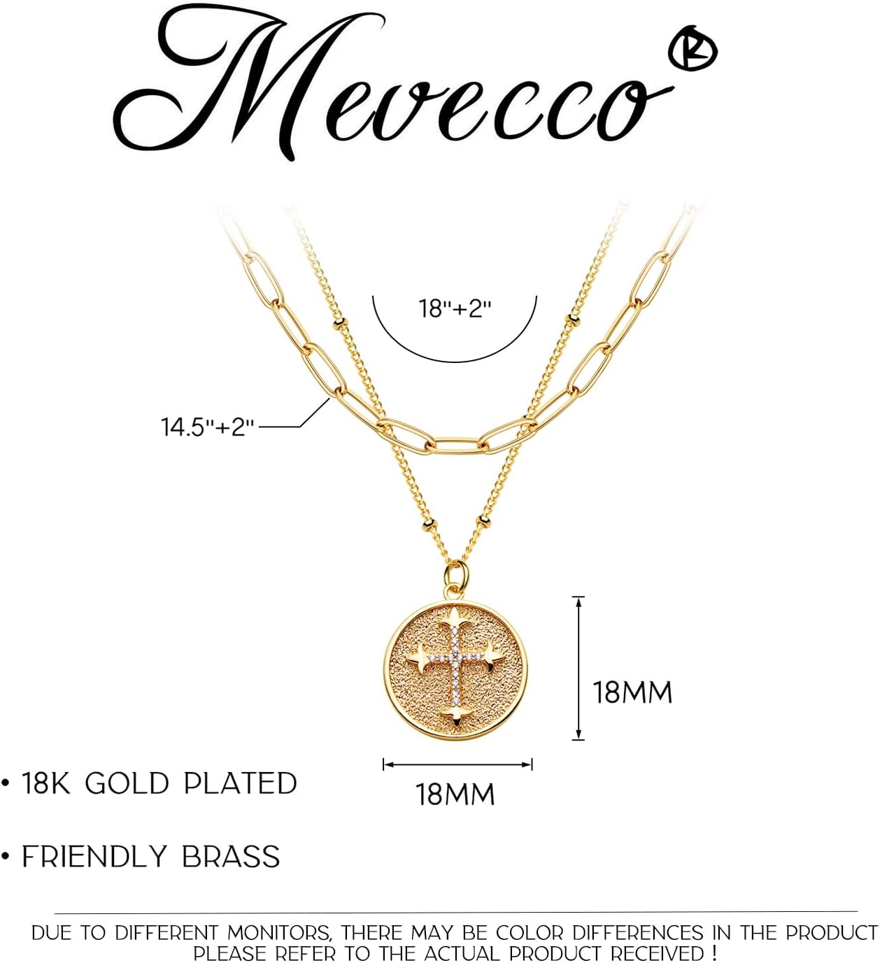 MEVECCO Layered Heart Necklace Pendant Handmade 18k Gold Plated Dainty Gold Choker Arrow Bar Layering Long Necklace for Women
