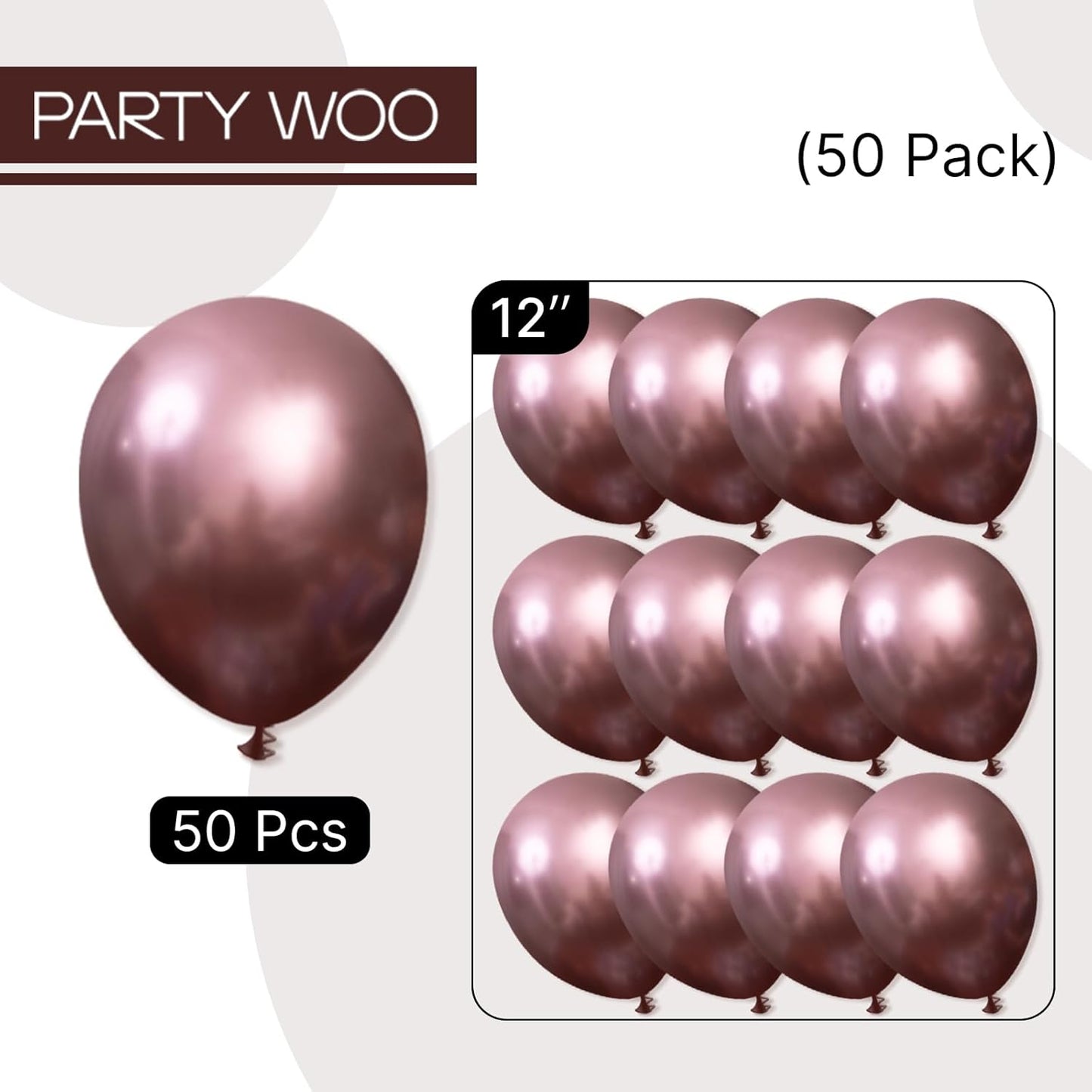 PartyWoo Metallic Brown Balloons 50 pcs 12 Inch Chrome Bronze Copper Latex Helium Balloons for Graduation Baby Shower Gender Reveal Wedding Anniversary Birthday Party Decorations Brown-G133