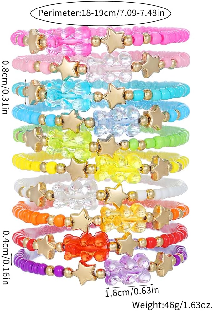 Friendship Bracelets Boho Stackable Bracelets for Women Surfer Heishi Clay Bead Bracelets Stretch Preppy Bracelets Colorful Boho Bracelets for Women