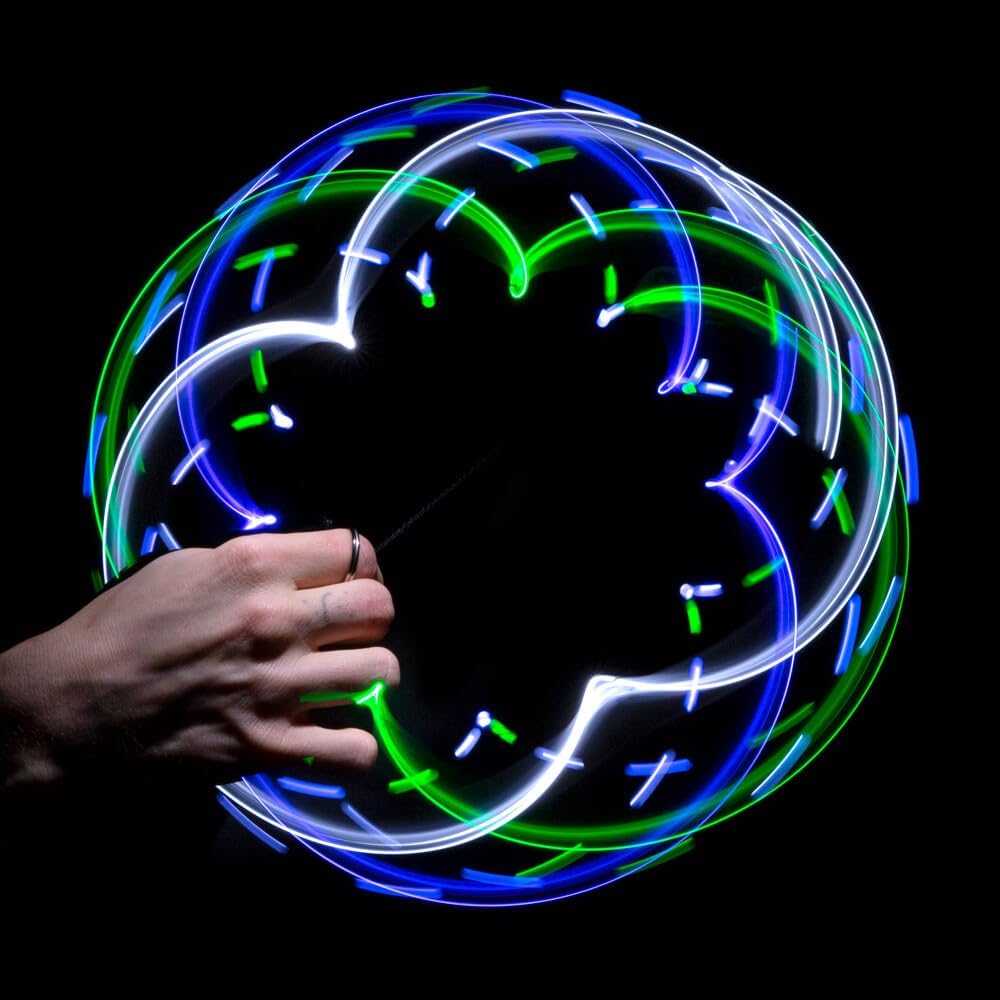 GloFX 8-LED Double Rave Orbit: X Dual Light - Purple Green Blue White LED