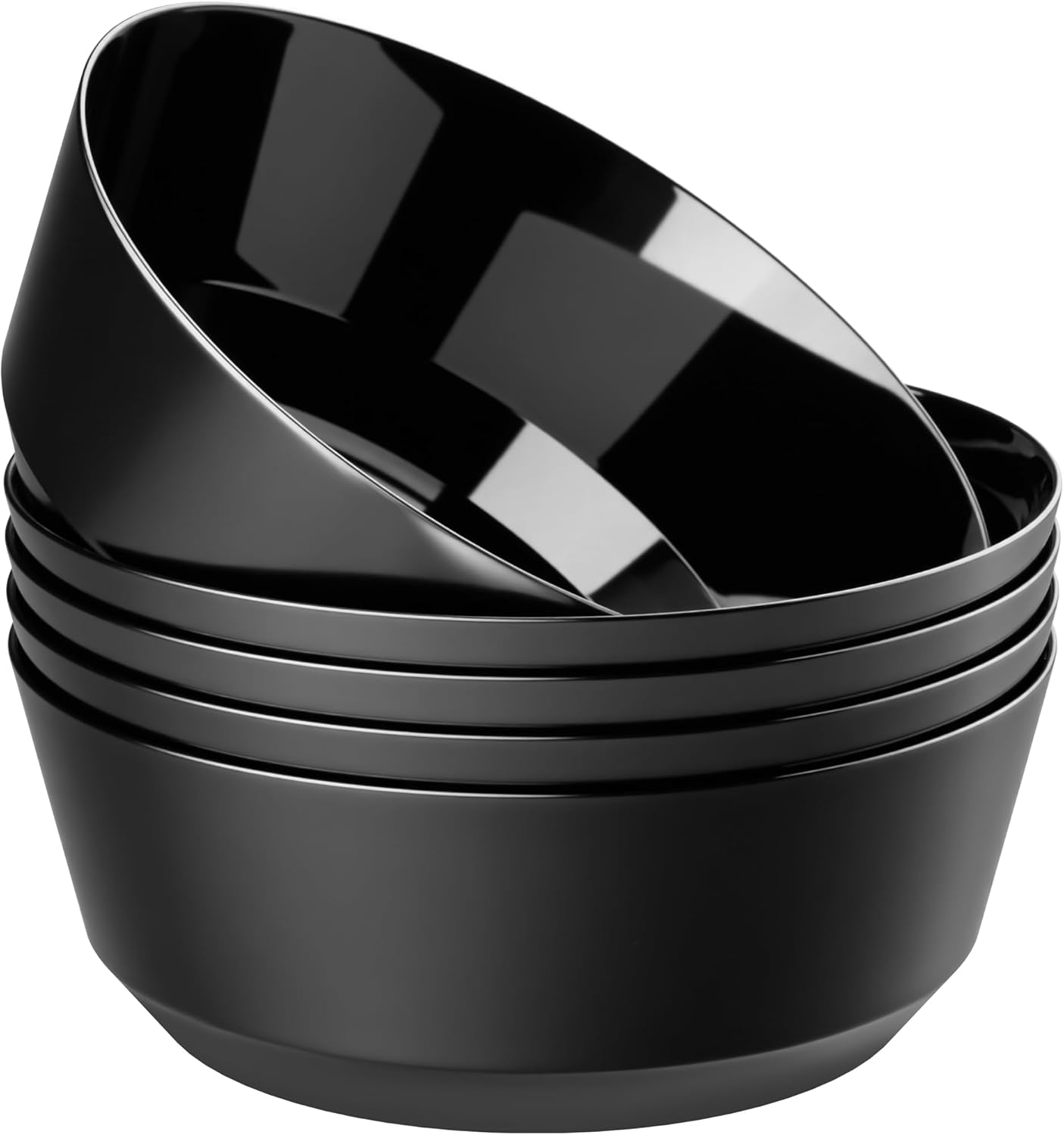 Hioasis 8 Pack Plastic Serving Bowls 128oz Black Plastic Bowls Heavy Duty Disposable Serving Bowls for Party Snack & Salad & Candy & Bar Buffet & New Year