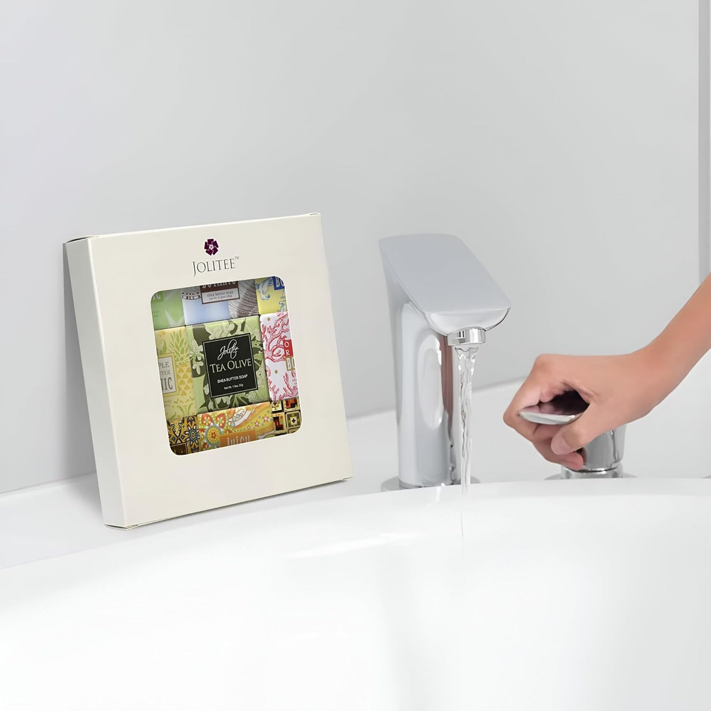 Jolitee French Milled Botanical Soap Sampler Set of 9 - Individually Wrapped Vegetable-Based Mini Soaps with Essential Oils, Shea Butter, and Natural Extracts (Beach Scents)