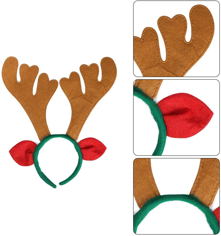 Max Fun Christmas Headbands Reindeer Antlers Headband Xmas Decoration Costume Hairbands for Christmas Parties Holiday Favors Photo Booth(Pack of 8)