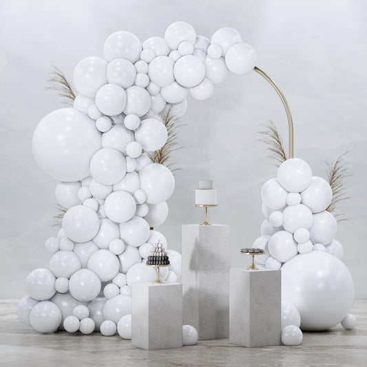 PartyWoo White Balloons 92 pcs Different Sizes Pack of 18 12 10 5 Inch Matte White Latex Balloon Arch Kit Garland for Wedding Bridal Graduation Baby Shower Birthday Party Decorations White-Y13