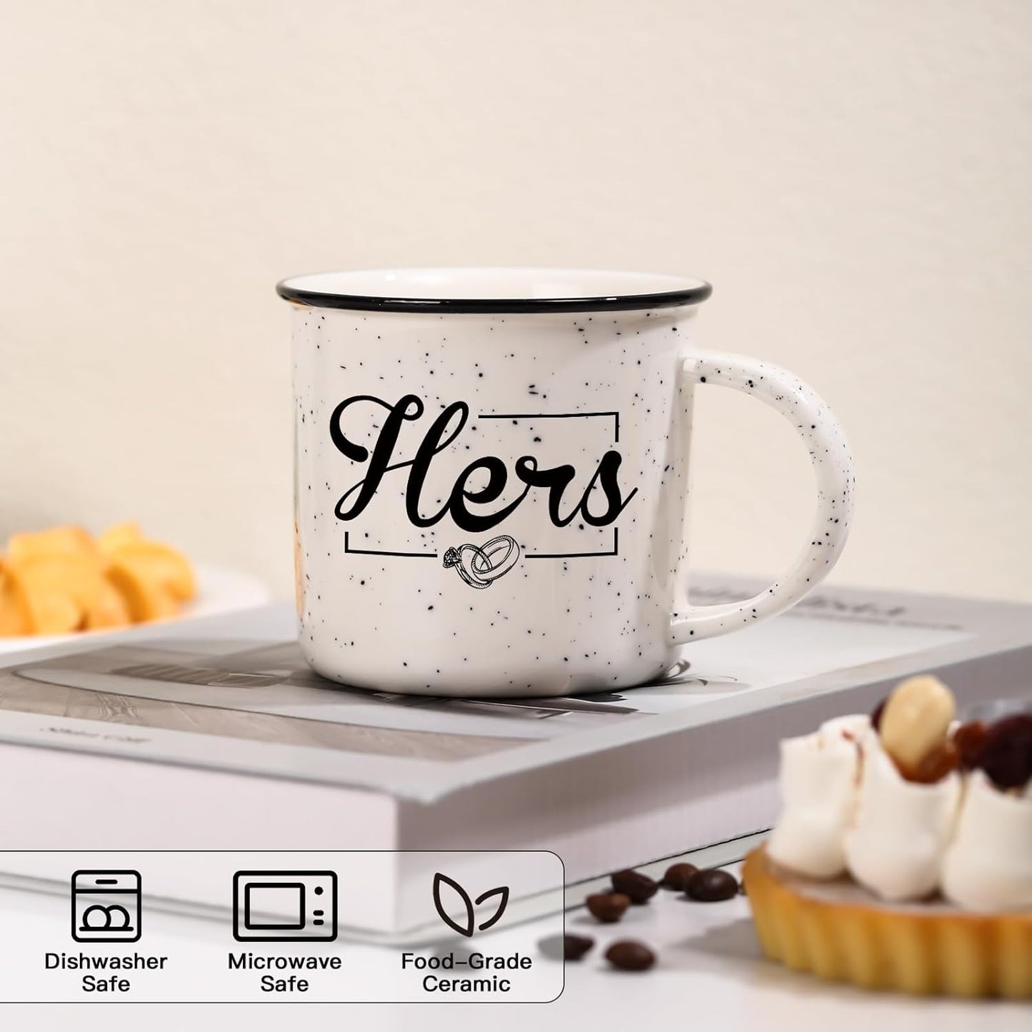 His and Hers Mugs Set Of 2 Coffee Mug 10 Ounce, Wedding and Bridal Shower Gift, His and Hers Gifts, Engagement Couple Mug Cup Gift for Bride and Groom,Thanksgiving and Christmas Gifts
