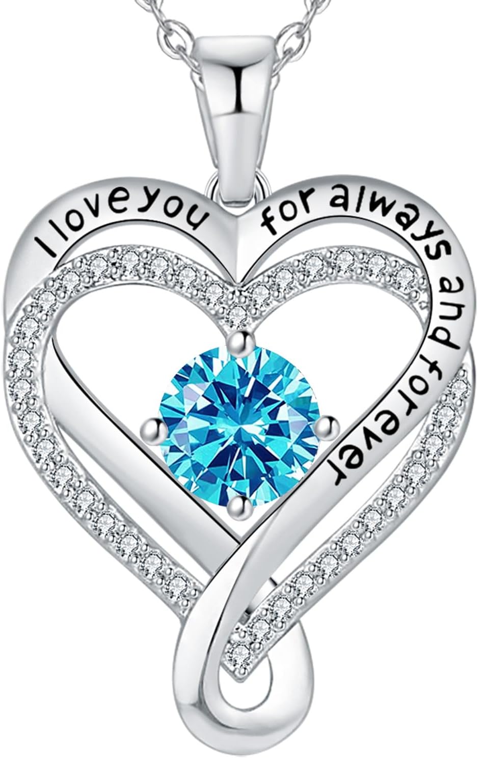 Jewelry for Women Wife Infinity Heart Birthstone I Love You Necklace S925 Anniversary Women Necklaces for Her Wife Birthday Gift Ideas, Birthday Present for Girlfriend Mom Daughter Sterling Silver