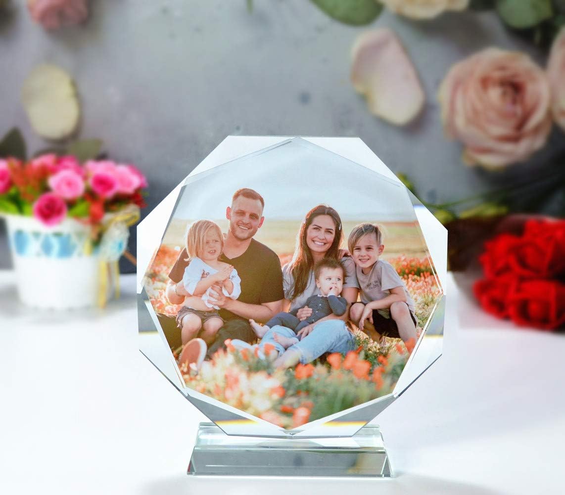 FANF&YKPY Personalized Crystal Glass Custom Color Photo Desktop Decorative Photo Frames, Birthdays, Wedding Gifts,Gift for Girlfriends, Husbands,Wife,Couple,Friends,Child