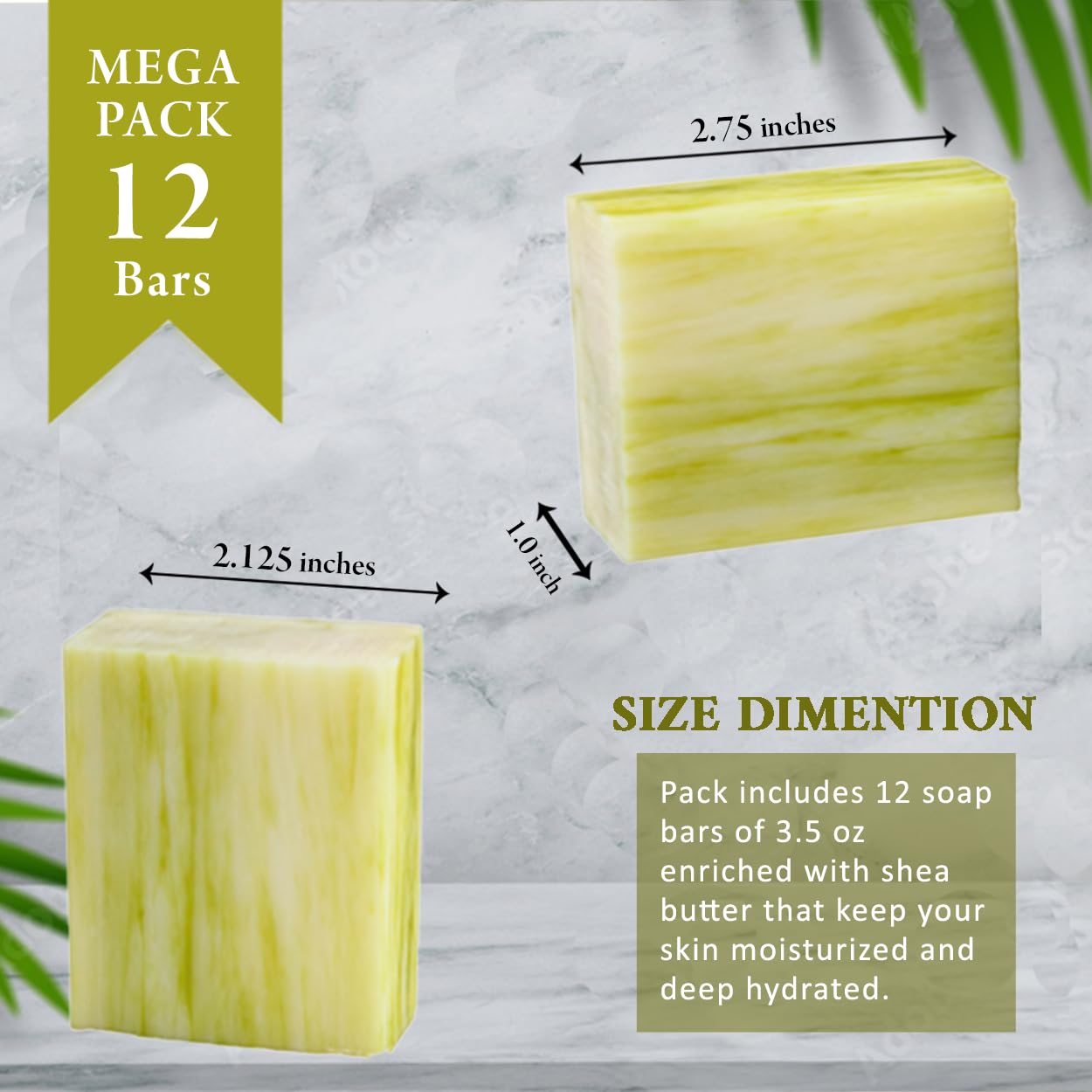 Simple Scents Australia Lemongrass Scented Natural Soap Bars (12 Bars), 3.5oz Moisturizing French Triple Milled Bar Soap Enriched with Shea Butter