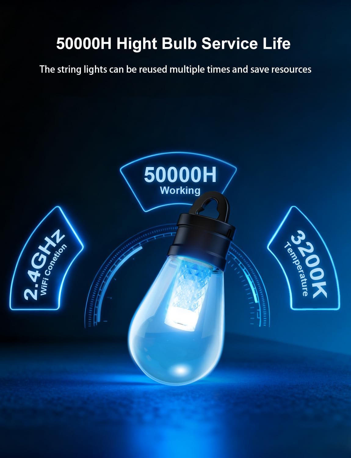 APPECK Smart Outdoor String Lights, 150ft Smart RGBW Outdoor Patio Lights with 45 LED Bulbs, Extendable, 111 Scene Modes, IP65 Waterproof Lighting for Outside, Halloween Decor, Compatible with Alexa