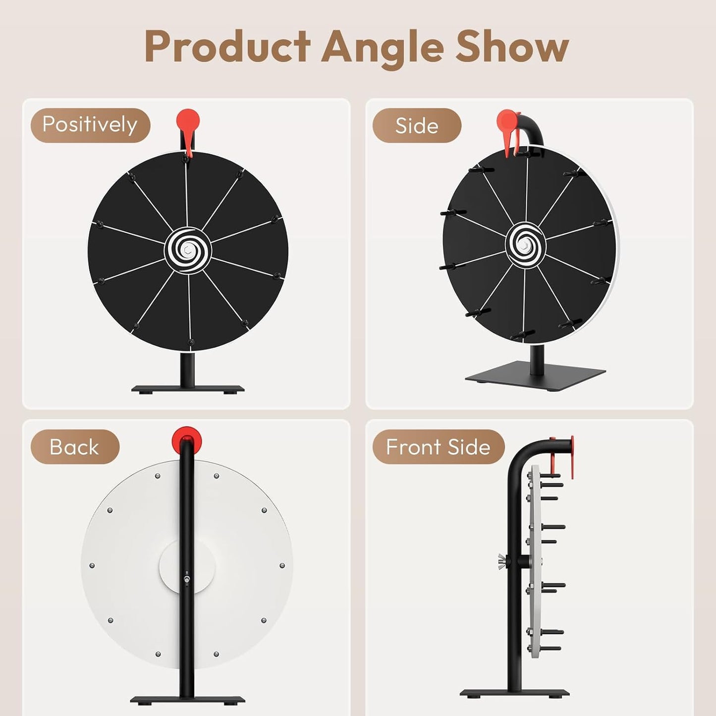Prize Wheel 12 Inch with Stand - Spinning Wheel Game with Dry-Erase Marker and Eraser, Portable Wheel of Fortune with 10 Slots for Games, Raffles, Classroom & Parties
