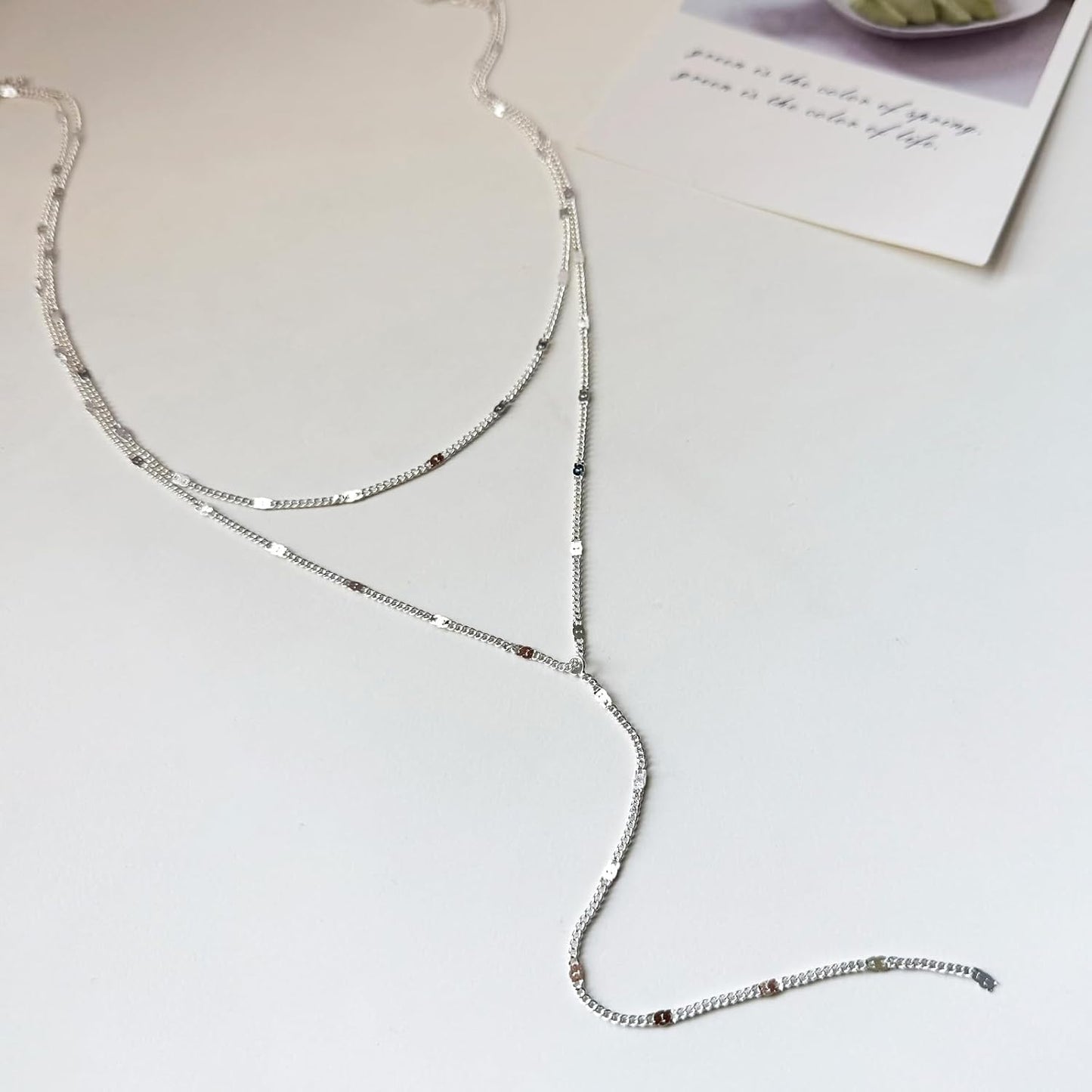 Luxval Lariat Gold Necklace for Women, Dainty Long Necklace 14k Gold Plated/Silver Y-Shaped Pendant Necklaces Trendy Beaded Chain Drop Necklaces Jewelry for Women Gifts