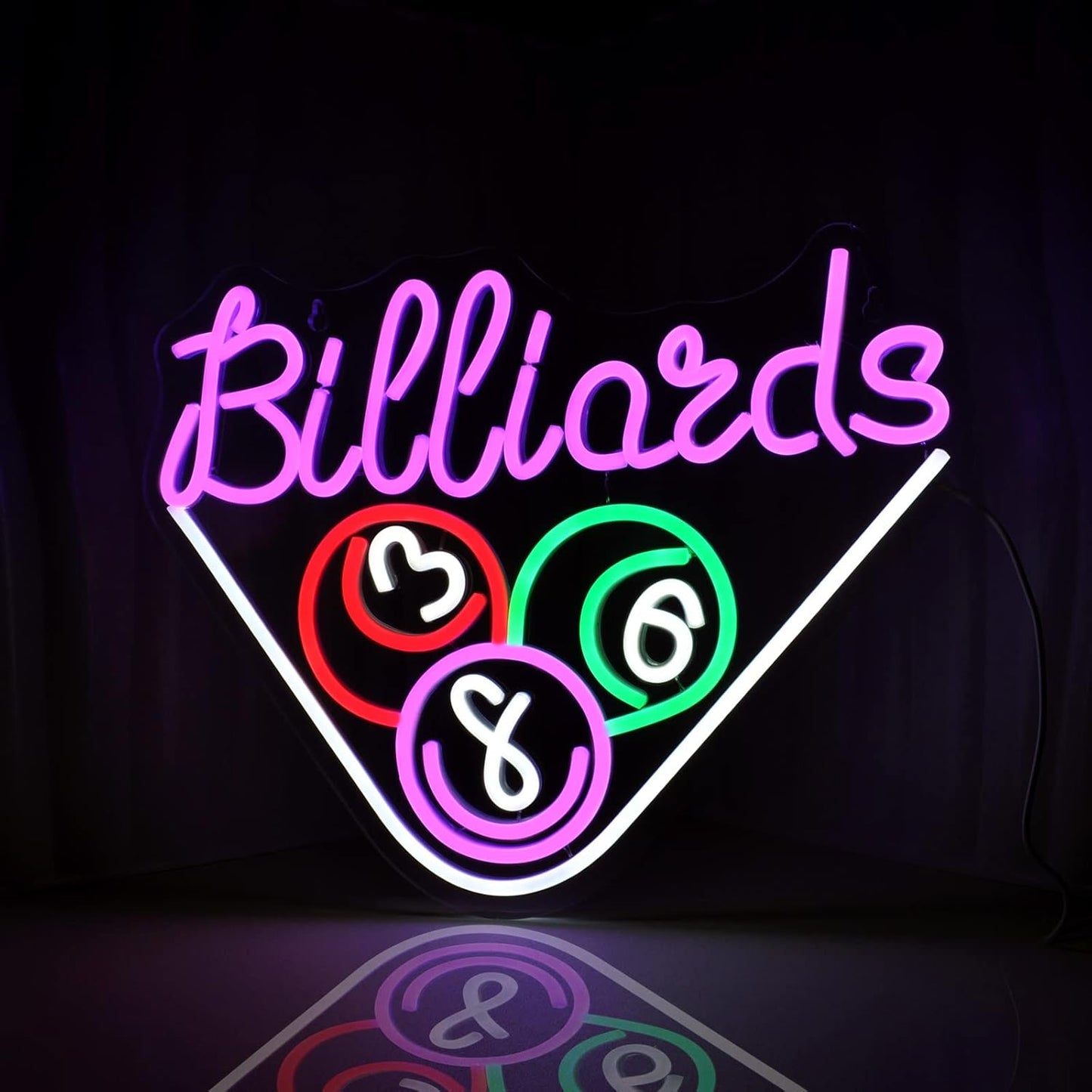 Billiards Neon Signs for Wall Decor Purple LED Light Sign for Preppy Room Decor Light Up Sign for Game Room Birthday Party Decoration USB Powered