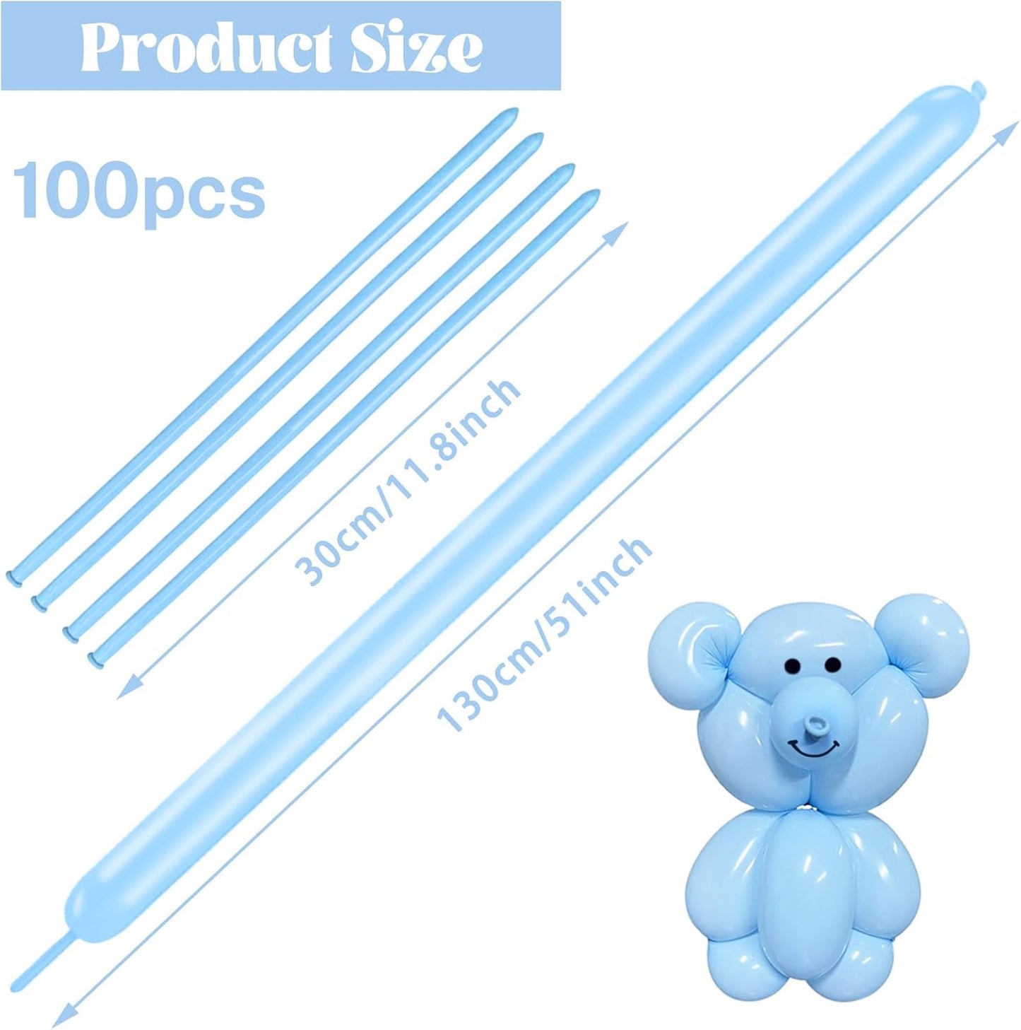 100 pcs 260 Long Balloons (Pastel Blue Balloons)