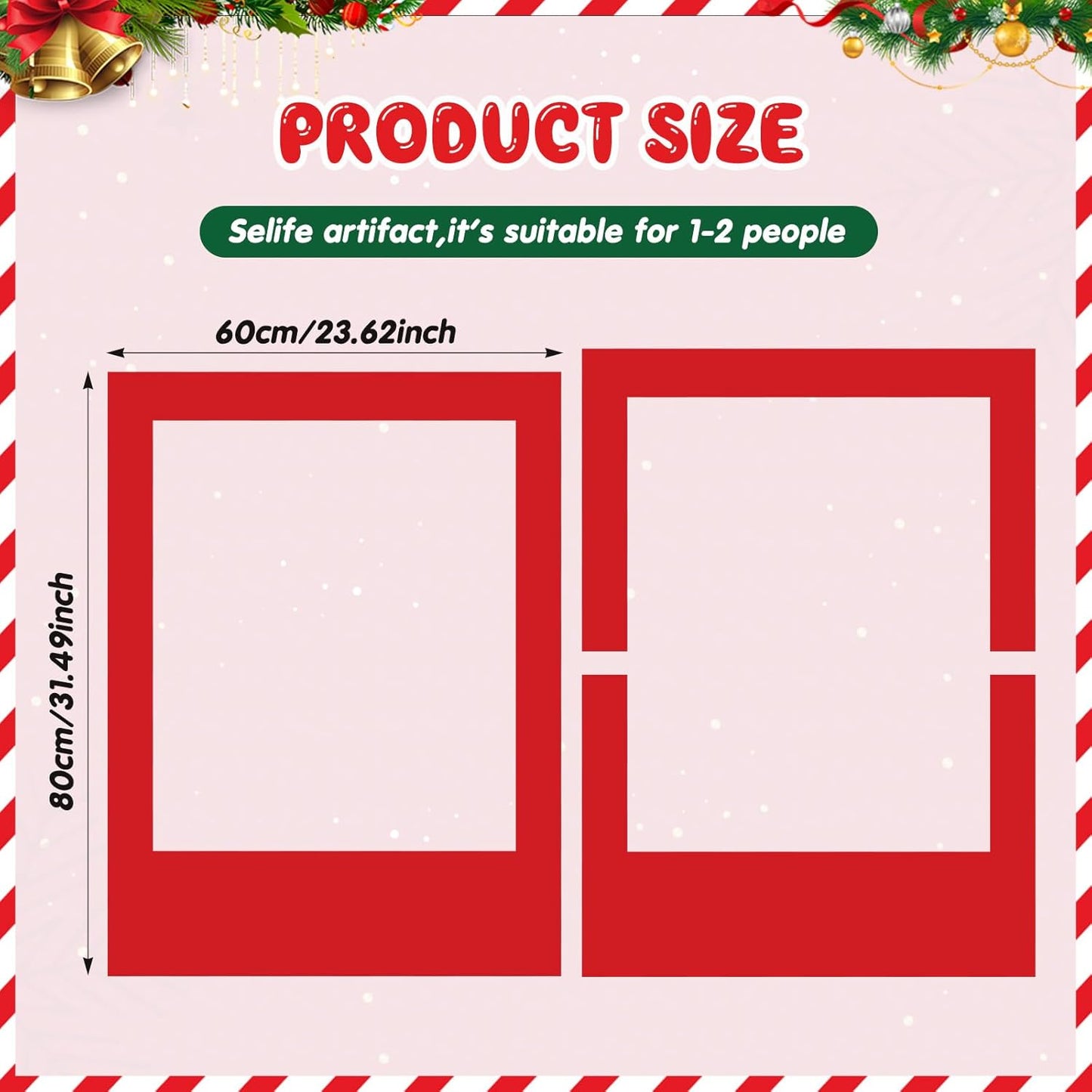32 x 24 Inch Photo Booth Selfie Frame Prop Booth for Birthday Event Parties Large Blank DIY Cutout Props for Funny Decoration Christmas, Holiday Supplies