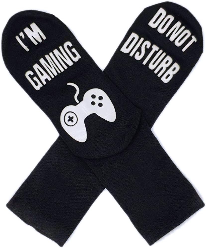 Funny Christmas Valentines Gifts Stocking Stuffers for Teen Kids Men Women Do Not Disturb I'm Gaming Socks Gamer Socks