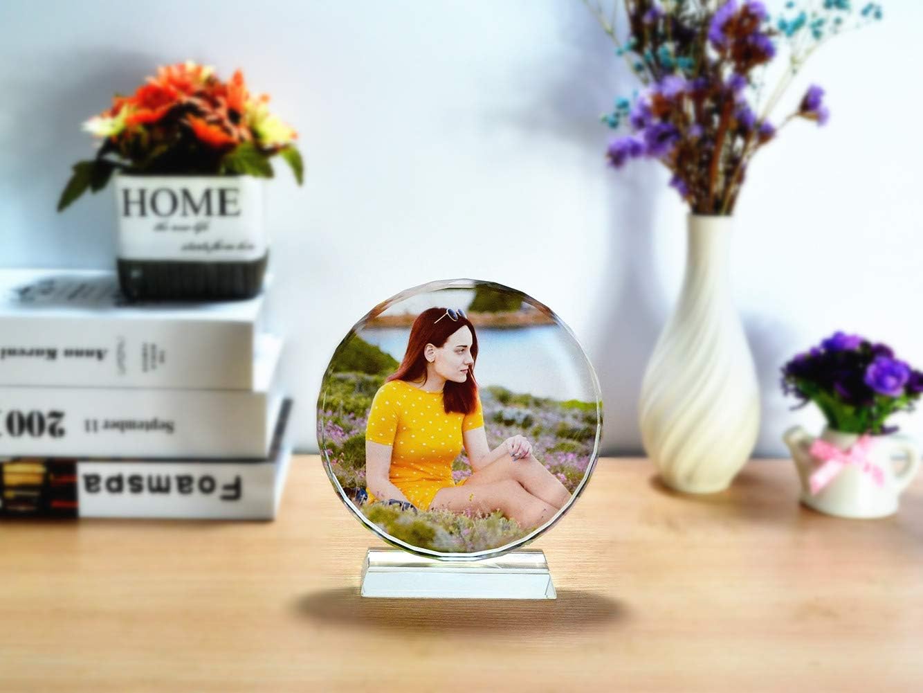 FANF&YKPY Crystal Glass Custom Color Photo Home Decor Photo Frames, Birthdays, Wedding Anniversaries, Wedding Gifts, for Girlfriends, Husbands,Wife,Friends,Parents