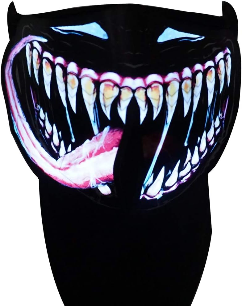 LED Halloween Mask Sound Reactive Light Up Mask Scary Masks for Costumes Cosplay,Music Party,Rave Events, EDC