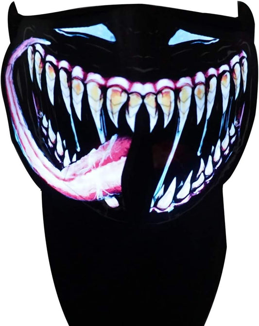 LED Halloween Mask Sound Reactive Light Up Mask Scary Masks for Costumes Cosplay,Music Party,Rave Events, EDC